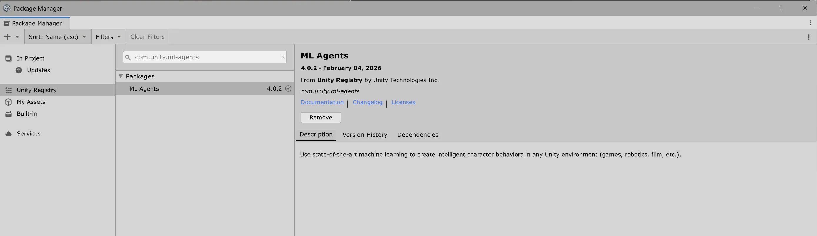 Unity package manager